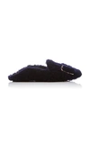 Tibi Colin Shearling Mules In Navy