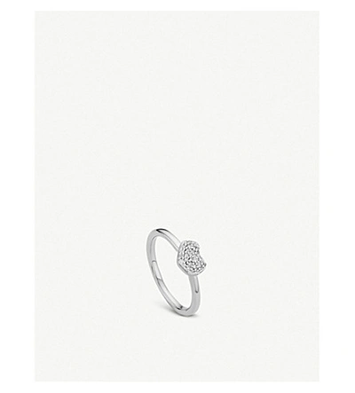 Monica Vinader Nura Mini Heart Sterling Silver And Pavé Diamond Ring In Silver/ Diamond
