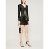 BALMAIN LEAF-MOTIF FOLDOVER SEQUINNED DRESS