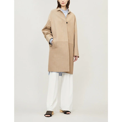 Jil Sander Guyana Contrast-panel Wool And Cotton-blend Coat In Open Beige