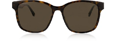 Gucci Lunettes De Soleil Lunettes De Soleil Rectangulaires En Ecailles De Tortue In Havana/ Marron