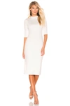 Alice And Olivia Delora Fitted Mock-neck Midi Dress In Off White