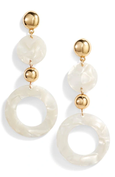 Ettika Soft Focus Resin Circle Drop Earrings In White