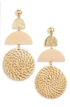 Ettika Raffia Drop Earrings In Light Brown/ Gold