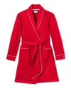 Petite Plume Kids' Flannel Contrast-piping Robe In Red