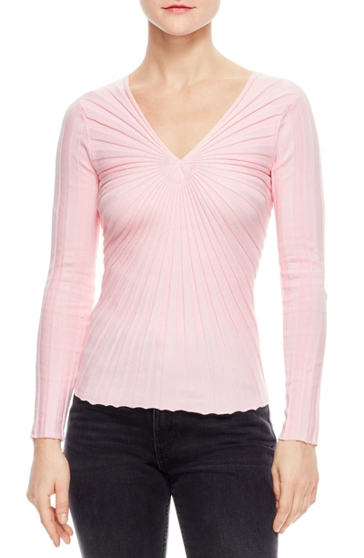 Sandro Justine Slim-fit V-neck Knit Sweater In Pink