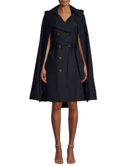 Khaite Donna Trench Cape In Classic Navy
