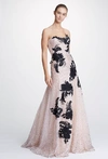 MARCHESA EMBELLISHED STRAPLESS TULLE GOWN,MC19PFG6806C-1