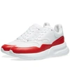 Alexander Mcqueen Red And Grey Runner Leather And Suede Sneakers In Optic White/red
