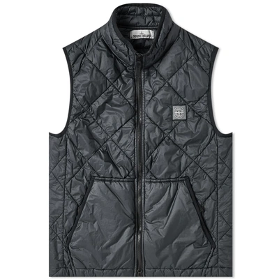 Stone Island Garment Dyed Quilted Gilet In Black