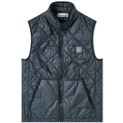 Stone Island Garment Dyed Quilted Gilet In Blue