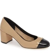 Ferragamo Avella Patent-trim Leather Pumps In Almond/ Black