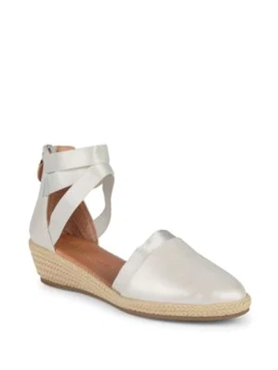 Gentle Souls Normandy Metallic Leather Wedge-heel Espadrilles In Silver