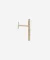 Maria Tash 18ct 18mm Square Diamond Pave Bar Single Threaded Stud Earring In Gold