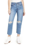 LEVI'S WEDGIE HIGH WAIST RIPPED CROP STRAIGHT LEG JEANS,349640047