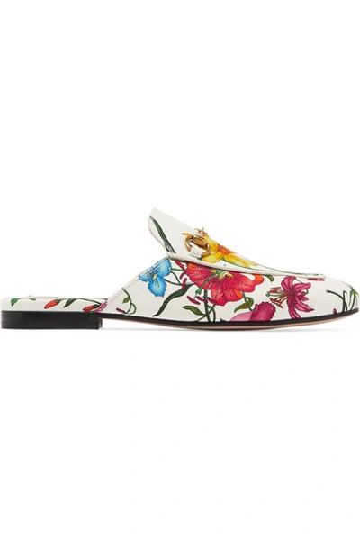 Gucci Princetown Horsebit-detailed Floral-print Canvas Slippers In Multi