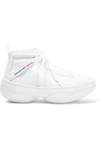 ALEXANDER WANG A1 LOGO-PRINT LEATHER-TRIMMED MESH HIGH-TOP SNEAKERS
