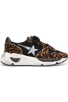 GOLDEN GOOSE RUNNING SOLE DISTRESSED LEOPARD-PRINT CALF HAIR AND NEOPRENE trainers