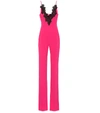 DAVID KOMA MACRAMÉ-TRIMMED CADY JUMPSUIT,P00357326