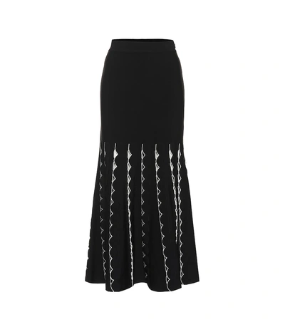 Alexander Mcqueen High Waist Fitted Flared Cutout Skirt In Black