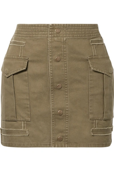Saint Laurent Cotton And Ramie-blend Twill Mini Skirt In Military Green