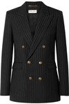 SAINT LAURENT DOUBLE-BREASTED PINSTRIPED WOOL BLAZER