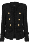 BALMAIN DOUBLE-BREASTED FRAYED METALLIC TWEED BLAZER