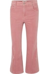 ISABEL MARANT ÉTOILE ANYREE CROPPED STRETCH-COTTON VELVET FLARED PANTS