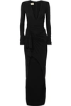 ALEXANDRE VAUTHIER TIE-FRONT RUCHED STRETCH-CREPE GOWN