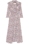 CHLOÉ SCALLOPED FLORAL-PRINT GEORGETTE WRAP MAXI DRESS