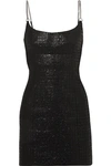 ALEXANDER WANG CHAIN-TRIMMED COATED COTTON-BLEND TWEED MINI DRESS