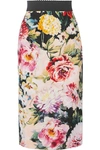 DOLCE & GABBANA FLORAL-PRINT STRETCH-CREPE SKIRT