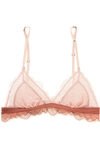 LOVE STORIES LOVE LACEY SATIN-TRIMMED STRETCH-LACE SOFT-CUP TRIANGLE BRA
