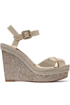 CHRISTIAN LOUBOUTIN ALMERIA 120 LEATHER ESPADRILLE WEDGE SANDALS