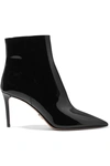 PRADA 85 PATENT-LEATHER ANKLE BOOTS
