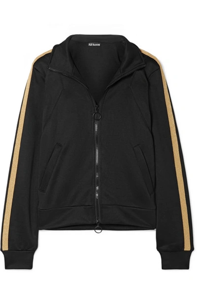 All Access Tune Up Metallic Striped Stretch-jersey Track Jacket In Black