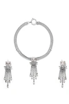 ISABEL MARANT SILVER-TONE CRYSTAL NECKLACE AND EARRINGS SET