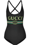 Gucci Black Vintage Logo Sparkling One-piece Swimsuit In Black