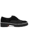 CHRISTIAN LOUBOUTIN ALPHACROC 35 STUDDED GLITTERED AND PATENT LEATHER AND SUEDE BROGUES