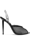 TOM FORD METALLIC LEATHER, PVC AND MESH SLINGBACK PUMPS