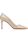 PRADA 85 METALLIC TEXTURED-LEATHER PUMPS