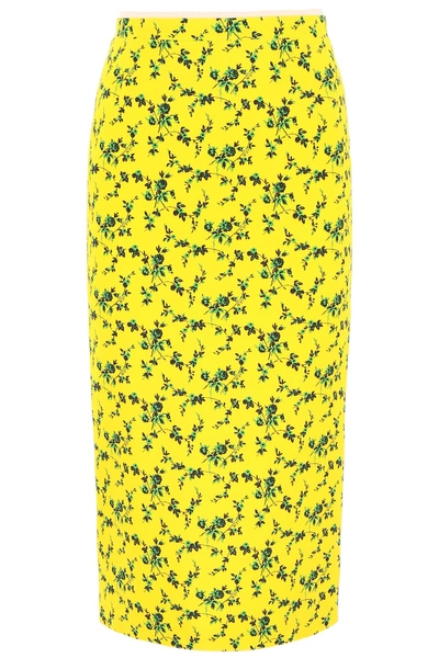 N°21 Floral Colorblock Stripe Midi Pencil Skirt In Multi|giallo