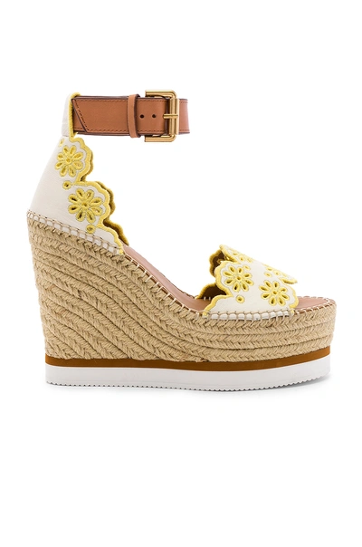 See By Chloé X Revolve Glyn Wedge Sandal In Gesso & Yellow