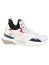 Valentino Bounce Suede-trimmed Leather, Mesh And Neoprene Sneakers In Bianco Nero Silv Ross Grey