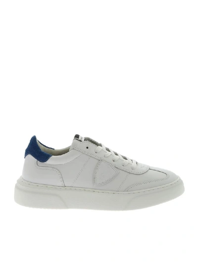 Philippe Model Temple L White Sneakers With Blue Detail