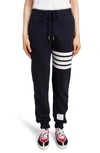 Thom Browne Intarsia Stripes Cotton Sweatpants In Navy