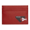 PRADA RED SAFFIANO FISH CARD HOLDER