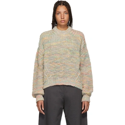 Acne Studios Kora Chunky-knit Cotton And Wool-blend Jumper In Pale Grey/multi