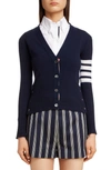 Thom Browne Intarsia Stripes Cashmere Cardigan, Navy In Navy