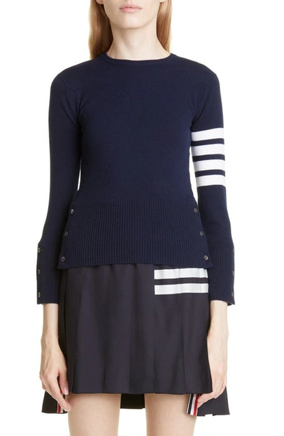 Thom Browne 4-bar Cashmere Sweater In Navy